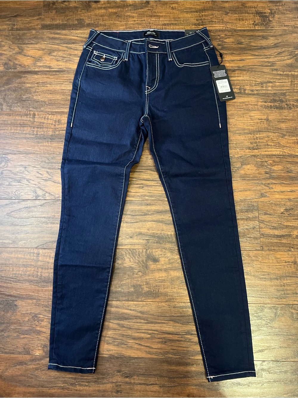 True Religion Dark Navy Skinny Jeans with Contrast White Stitching